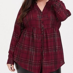 TORRID- NWOT- Plaid Tunic- Red & Gold